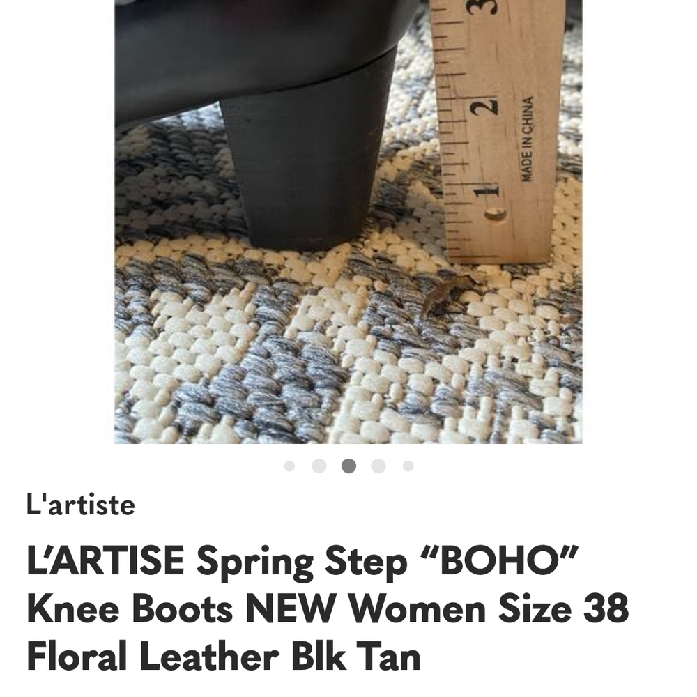 L'ATISTE Black Leather Heeled Boots - Picture 4 of 6